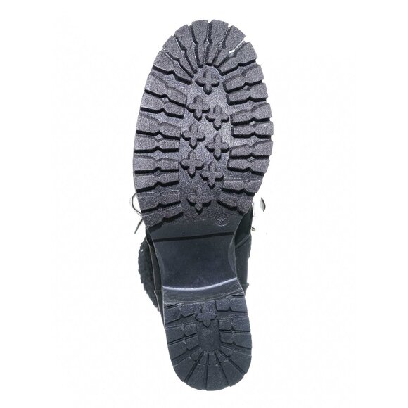 Bamboo Sherpa Cuffed Mucker Combat Ankle Boots | Faux Suede Lace-Up Booties - Picture 6 of 7